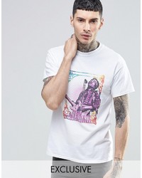 Мужская белая футболка с круглым вырезом с принтом от Reclaimed Vintage