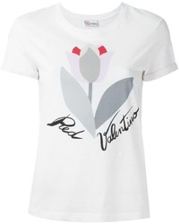 Женская белая футболка с круглым вырезом с принтом от RED Valentino