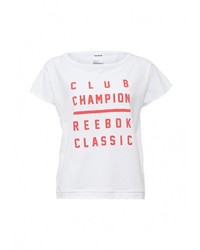 Женская белая футболка с круглым вырезом с принтом от Reebok Classics