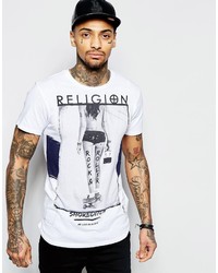 Мужская белая футболка с круглым вырезом с принтом от Religion