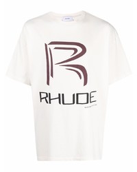 Мужская белая футболка с круглым вырезом с принтом от Rhude