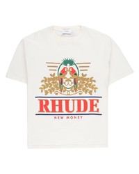 Мужская белая футболка с круглым вырезом с принтом от Rhude