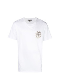 Мужская белая футболка с круглым вырезом с принтом от Roberto Cavalli