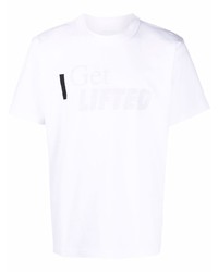 Мужская белая футболка с круглым вырезом с принтом от Sacai