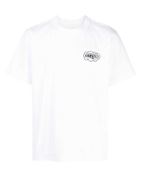 Мужская белая футболка с круглым вырезом с принтом от Sacai