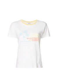Женская белая футболка с круглым вырезом с принтом от Saint Laurent