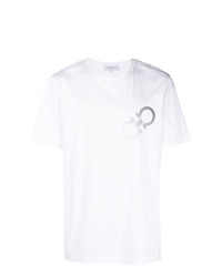 Мужская белая футболка с круглым вырезом с принтом от Salvatore Ferragamo