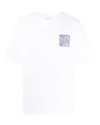 Мужская белая футболка с круглым вырезом с принтом от SAMSOE SAMSOE