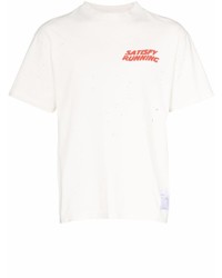 Мужская белая футболка с круглым вырезом с принтом от Satisfy