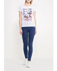 Женская белая футболка с круглым вырезом с принтом от Sela