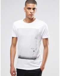 Мужская белая футболка с круглым вырезом с принтом от Selected