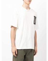 Мужская белая футболка с круглым вырезом с принтом от Yoshiokubo