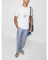 Мужская белая футболка с круглым вырезом с принтом от Brunello Cucinelli