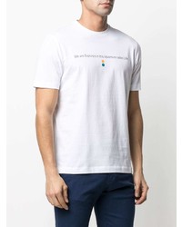 Мужская белая футболка с круглым вырезом с принтом от Canali