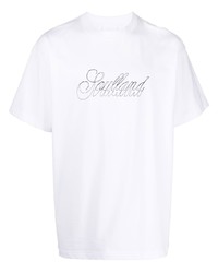 Мужская белая футболка с круглым вырезом с принтом от Soulland