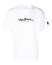 Мужская белая футболка с круглым вырезом с принтом от Soulland