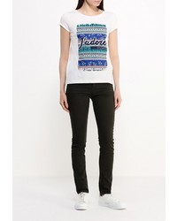 Женская белая футболка с круглым вырезом с принтом от SPRINGFIELD