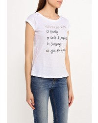 Женская белая футболка с круглым вырезом с принтом от SPRINGFIELD