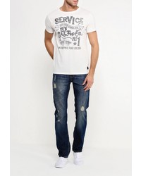 Мужская белая футболка с круглым вырезом с принтом от SPRINGFIELD