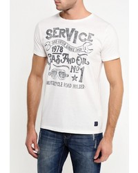 Мужская белая футболка с круглым вырезом с принтом от SPRINGFIELD