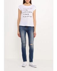 Женская белая футболка с круглым вырезом с принтом от SPRINGFIELD