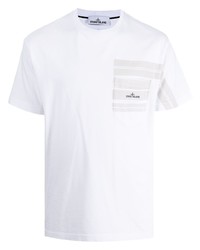 Мужская белая футболка с круглым вырезом с принтом от Stone Island