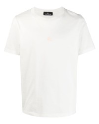 Мужская белая футболка с круглым вырезом с принтом от Stone Island Shadow Project