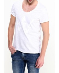 Мужская белая футболка с круглым вырезом с принтом от Strellson