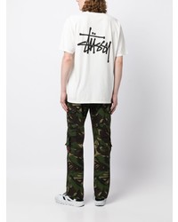 Мужская белая футболка с круглым вырезом с принтом от Stussy