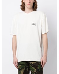 Мужская белая футболка с круглым вырезом с принтом от Stussy