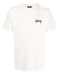 Мужская белая футболка с круглым вырезом с принтом от Stussy