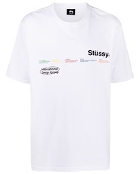 Мужская белая футболка с круглым вырезом с принтом от Stussy