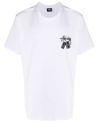 Мужская белая футболка с круглым вырезом с принтом от Stussy