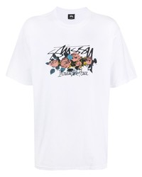 Мужская белая футболка с круглым вырезом с принтом от Stussy