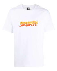 Мужская белая футболка с круглым вырезом с принтом от Stussy