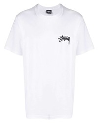 Мужская белая футболка с круглым вырезом с принтом от Stussy