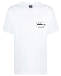 Мужская белая футболка с круглым вырезом с принтом от Stussy