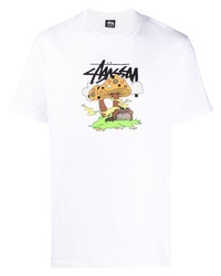 Мужская белая футболка с круглым вырезом с принтом от Stussy