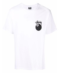 Мужская белая футболка с круглым вырезом с принтом от Stussy