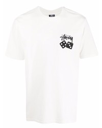 Мужская белая футболка с круглым вырезом с принтом от Stussy