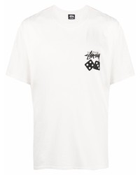 Мужская белая футболка с круглым вырезом с принтом от Stussy