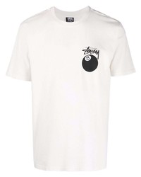 Мужская белая футболка с круглым вырезом с принтом от Stussy