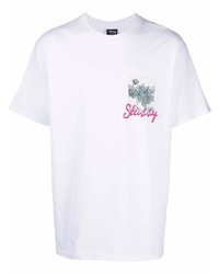 Мужская белая футболка с круглым вырезом с принтом от Stussy