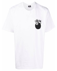 Мужская белая футболка с круглым вырезом с принтом от Stussy