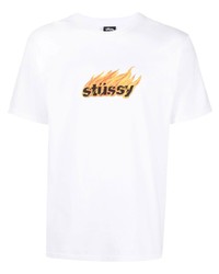 Мужская белая футболка с круглым вырезом с принтом от Stussy