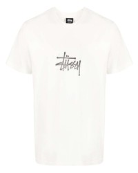 Мужская белая футболка с круглым вырезом с принтом от Stussy