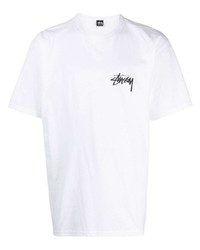 Мужская белая футболка с круглым вырезом с принтом от Stussy