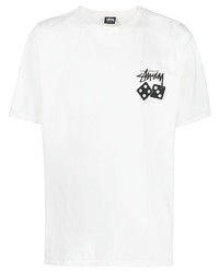 Мужская белая футболка с круглым вырезом с принтом от Stussy