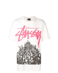 Мужская белая футболка с круглым вырезом с принтом от Stussy