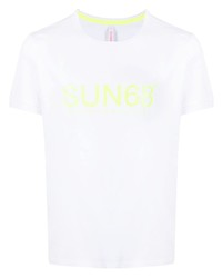 Мужская белая футболка с круглым вырезом с принтом от Sun 68